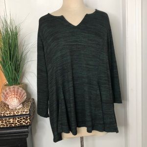 Roz & Ali Evergreen Heathered Knit Pullover Tunic Top Sz Woman Size 2X